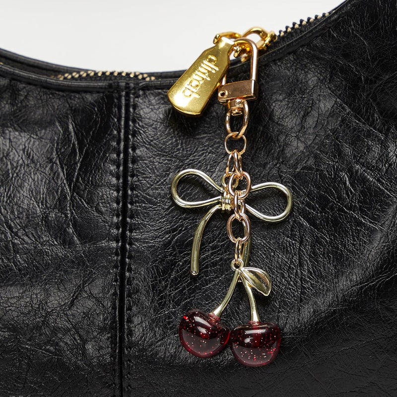 YDF Cherry Keychain Cute Bag Charm Women Leather Keyring Car Keys Gift Mother's Day Birthday Valentine's Purse Accessory - Image 3